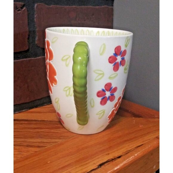 Dutch Wax Coastline Imports Hand Painted Ceramic Coffee Cup Mug Floral Design - Picture 4 of 9
